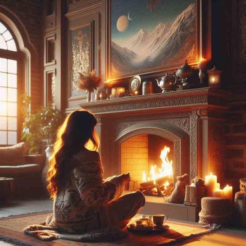 Family enjoying their fireplace